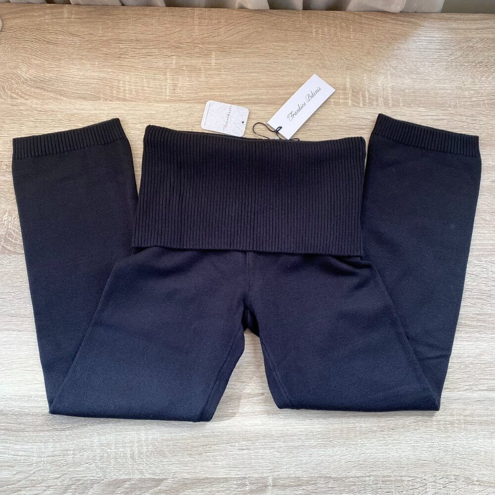 NWT Frankies Bikinis Milo Cloud Knit Capri Pants Black Small